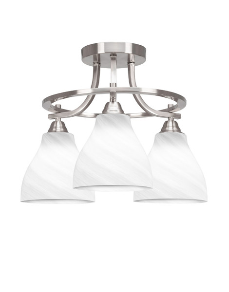Toltec Lighting - 3417-BN-4761 - Three Light Semi-Flush Mount - Paramount - Brushed Nickel