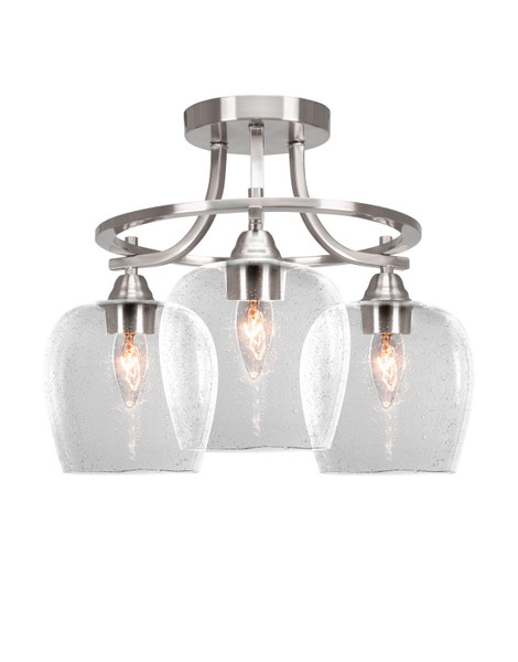 Toltec Lighting - 3417-BN-4810 - Three Light Semi-Flush Mount - Paramount - Brushed Nickel