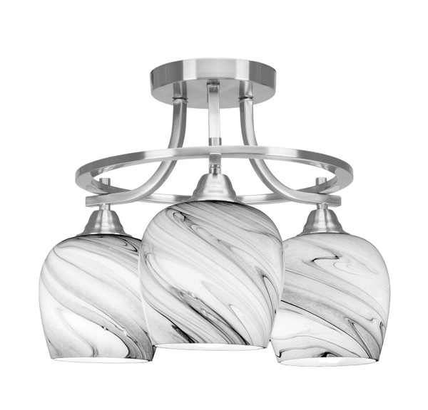 Toltec Lighting - 3417-BN-4819 - Three Light Semi-Flush Mount - Paramount - Brushed Nickel