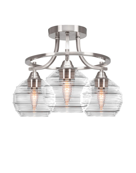 Toltec Lighting - 3417-BN-5110 - Three Light Semi-Flush Mount - Paramount - Brushed Nickel