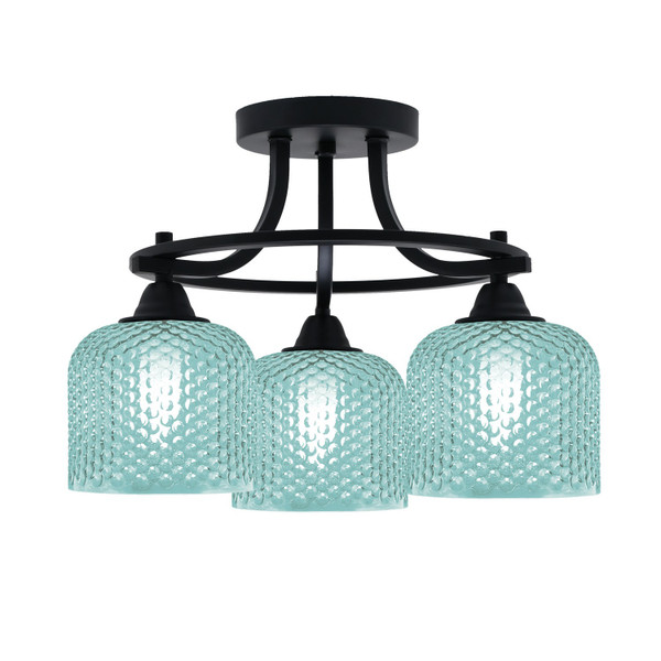 Toltec Lighting - 3417-MB-4615 - Three Light Semi-Flush Mount - Paramount - Matte Black