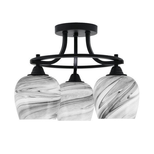 Toltec Lighting - 3417-MB-4819 - Three Light Semi-Flush Mount - Paramount - Matte Black