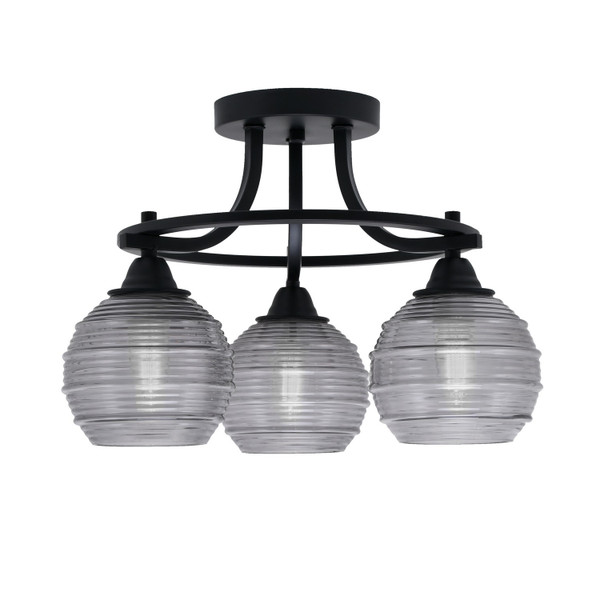 Toltec Lighting - 3417-MB-5112 - Three Light Semi-Flush Mount - Paramount - Matte Black