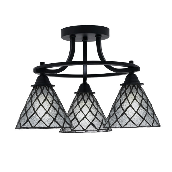 Toltec Lighting - 3417-MB-9185 - Three Light Semi-Flush Mount - Paramount - Matte Black