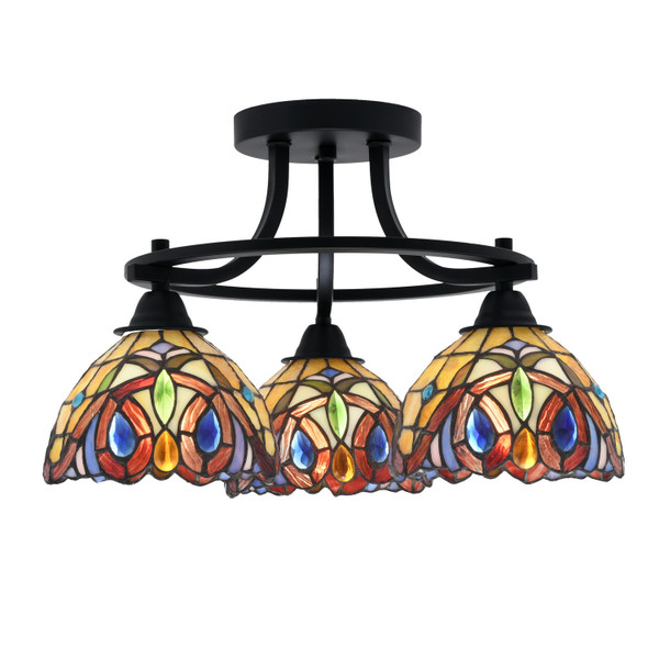 Toltec Lighting - 3417-MB-9445 - Three Light Semi-Flush Mount - Paramount - Matte Black