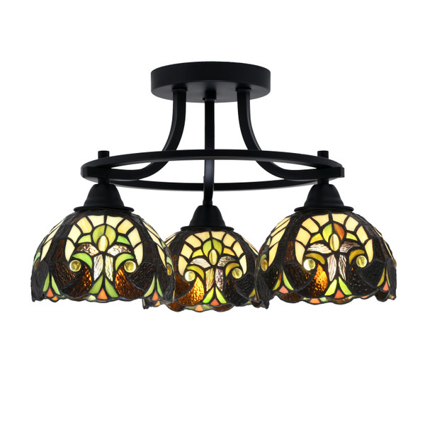 Toltec Lighting - 3417-MB-9945 - Three Light Semi-Flush Mount - Paramount - Matte Black
