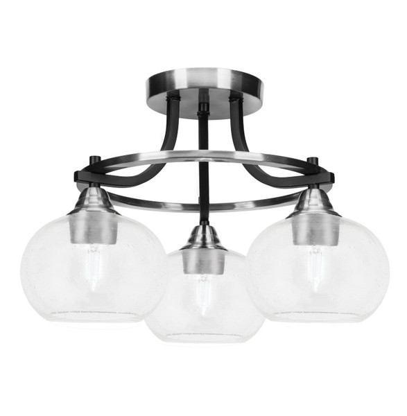 Toltec Lighting - 3417-MBBN-202 - Three Light Semi-Flush Mount - Paramount - Matte Black & Brushed Nickel