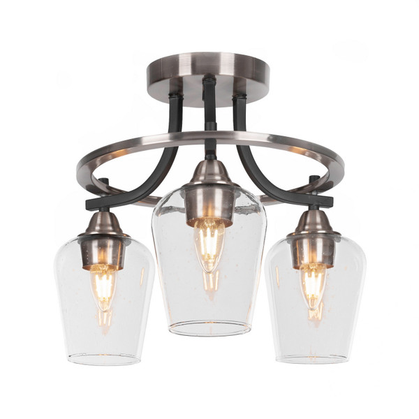 Toltec Lighting - 3417-MBBN-210 - Three Light Semi-Flush Mount - Paramount - Matte Black & Brushed Nickel