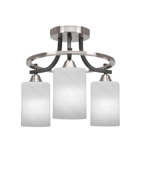 Toltec Lighting - 3417-MBBN-3001 - Three Light Semi-Flush Mount - Paramount - Matte Black & Brushed Nickel