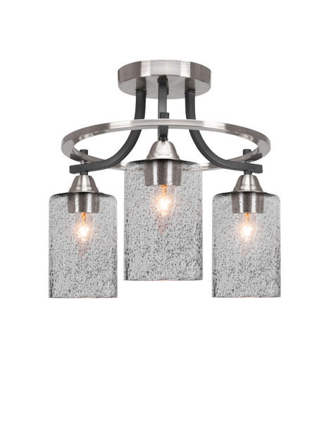Toltec Lighting - 3417-MBBN-3002 - Three Light Semi-Flush Mount - Paramount - Matte Black & Brushed Nickel