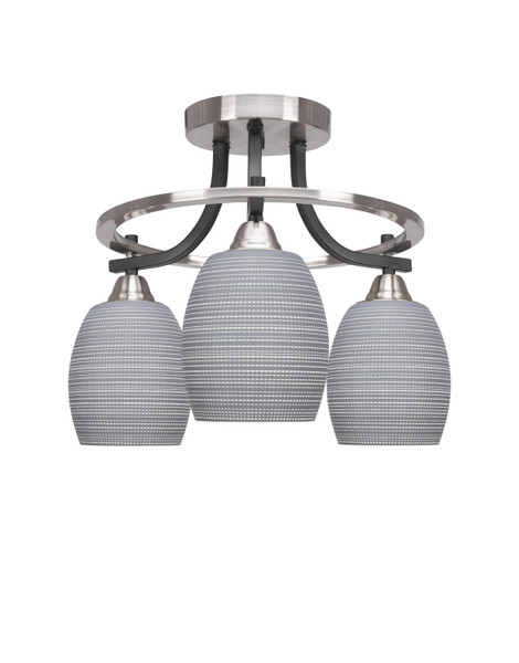 Toltec Lighting - 3417-MBBN-4022 - Three Light Semi-Flush Mount - Paramount - Matte Black & Brushed Nickel
