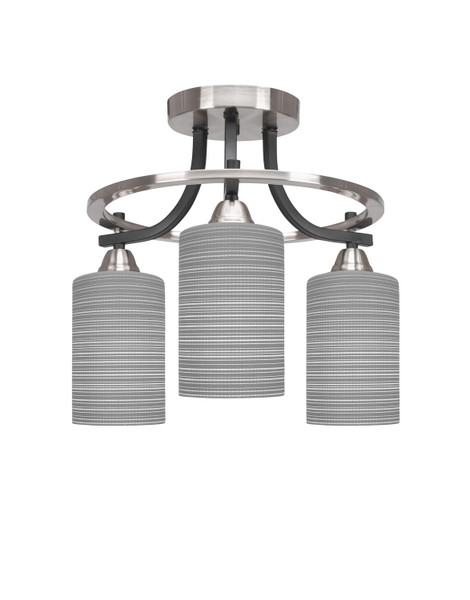 Toltec Lighting - 3417-MBBN-4062 - Three Light Semi-Flush Mount - Paramount - Matte Black & Brushed Nickel