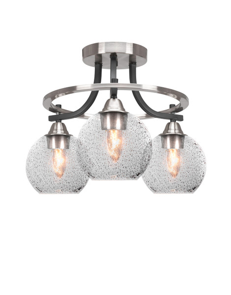 Toltec Lighting - 3417-MBBN-4102 - Three Light Semi-Flush Mount - Paramount - Matte Black & Brushed Nickel