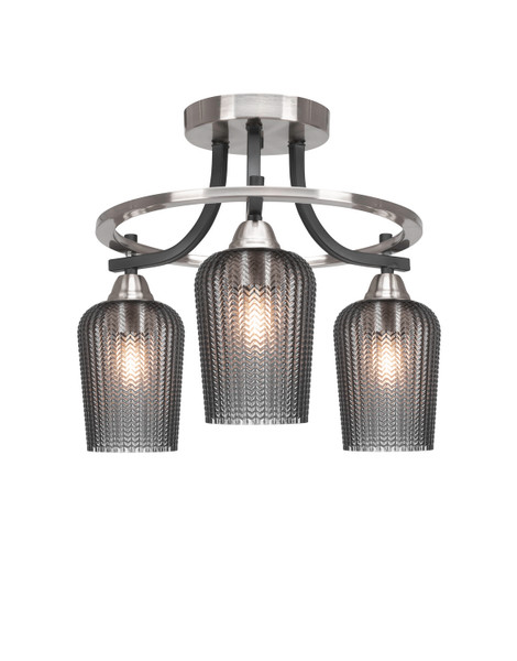 Toltec Lighting - 3417-MBBN-4252 - Three Light Semi-Flush Mount - Paramount - Matte Black & Brushed Nickel