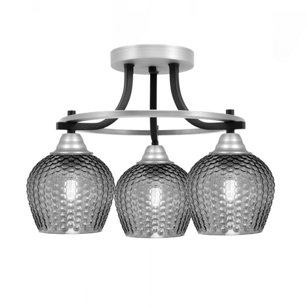 Toltec Lighting - 3417-MBBN-4602 - Three Light Semi-Flush Mount - Paramount - Matte Black & Brushed Nickel