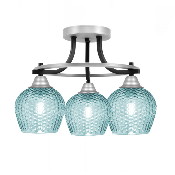 Toltec Lighting - 3417-MBBN-4605 - Three Light Semi-Flush Mount - Paramount - Matte Black & Brushed Nickel