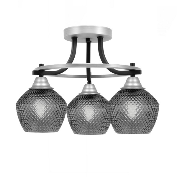 Toltec Lighting - 3417-MBBN-4622 - Three Light Semi-Flush Mount - Paramount - Matte Black & Brushed Nickel