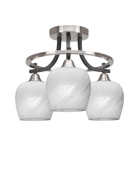 Toltec Lighting - 3417-MBBN-4811 - Three Light Semi-Flush Mount - Paramount - Matte Black & Brushed Nickel