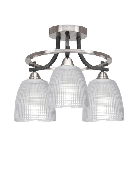 Toltec Lighting - 3417-MBBN-500 - Three Light Semi-Flush Mount - Paramount - Matte Black & Brushed Nickel