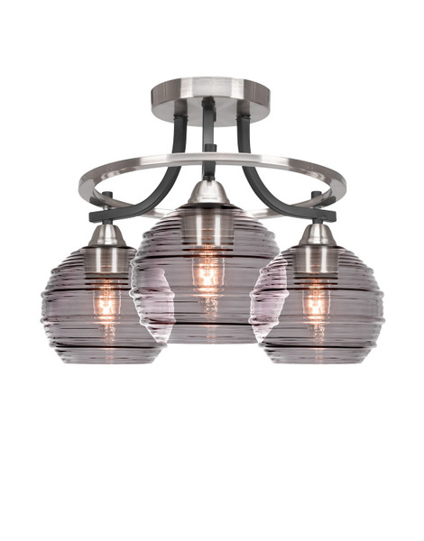 Toltec Lighting - 3417-MBBN-5112 - Three Light Semi-Flush Mount - Paramount - Matte Black & Brushed Nickel