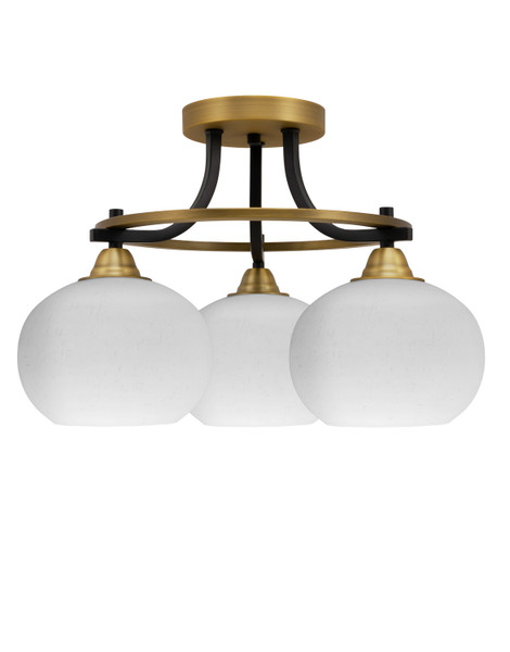 Toltec Lighting - 3417-MBBR-212 - Three Light Semi-Flush Mount - Paramount - Matte Black & Brass