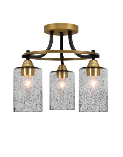 Toltec Lighting - 3417-MBBR-3002 - Three Light Semi-Flush Mount - Paramount - Matte Black & Brass