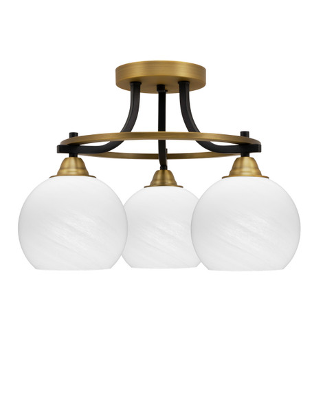 Toltec Lighting - 3417-MBBR-4101 - Three Light Semi-Flush Mount - Paramount - Matte Black & Brass