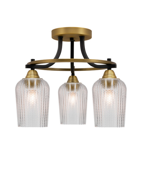 Toltec Lighting - 3417-MBBR-4250 - Three Light Semi-Flush Mount - Paramount - Matte Black & Brass