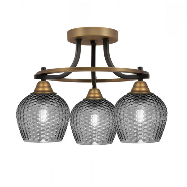 Toltec Lighting - 3417-MBBR-4602 - Three Light Semi-Flush Mount - Paramount - Matte Black & Brass