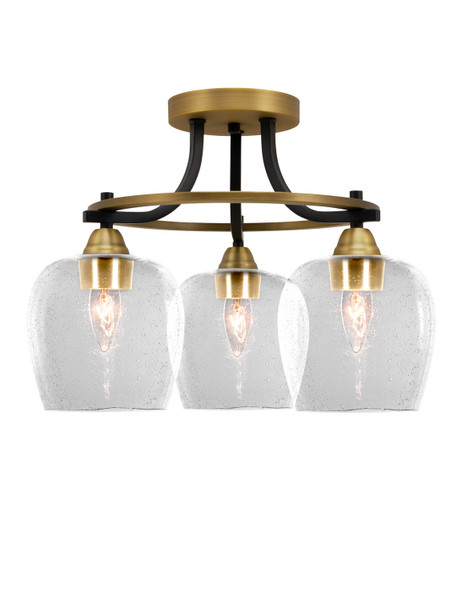 Toltec Lighting - 3417-MBBR-4810 - Three Light Semi-Flush Mount - Paramount - Matte Black & Brass