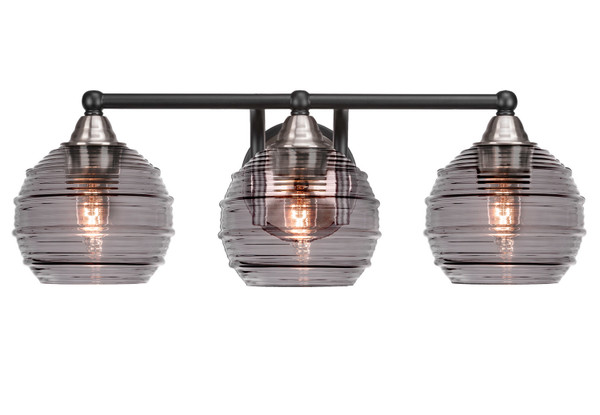 Toltec Lighting - 3423-MBBN-5112 - Three Light Bath Bar - Paramount - Matte Black & Brushed Nickel