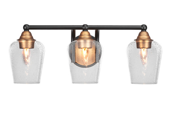 Toltec Lighting - 3423-MBBR-210 - Three Light Bath Bar - Paramount - Matte Black & Brass