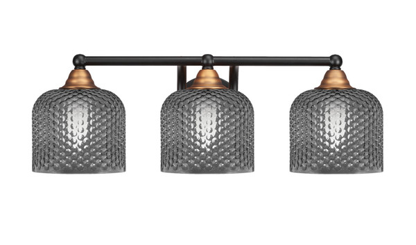 Toltec Lighting - 3423-MBBR-4612 - Three Light Bath Bar - Paramount - Matte Black & Brass