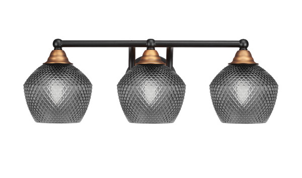 Toltec Lighting - 3423-MBBR-4622 - Three Light Bath Bar - Paramount - Matte Black & Brass