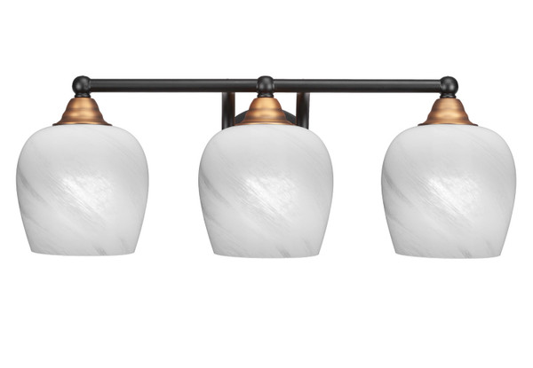 Toltec Lighting - 3423-MBBR-4811 - Three Light Bath Bar - Paramount - Matte Black & Brass