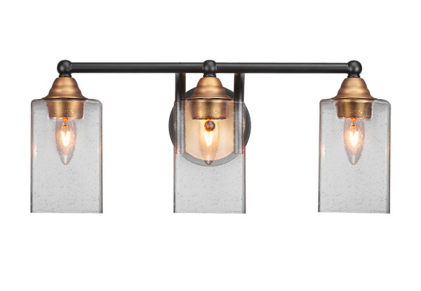 Toltec Lighting - 3423-MBBR-530 - Three Light Bath Bar - Paramount - Matte Black & Brass