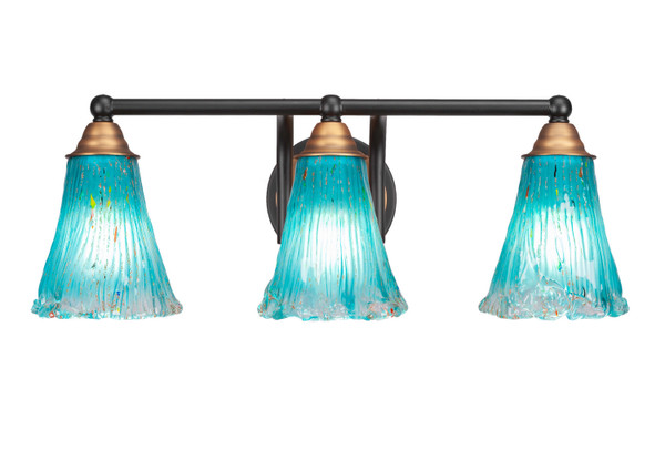 Toltec Lighting - 3423-MBBR-725 - Three Light Bath Bar - Paramount - Matte Black & Brass