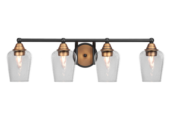 Toltec Lighting - 3424-MBBR-210 - Four Light Bath Bar - Paramount - Matte Black & Brass