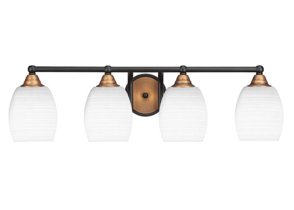 Toltec Lighting - 3424-MBBR-4021 - Four Light Bath Bar - Paramount - Matte Black & Brass