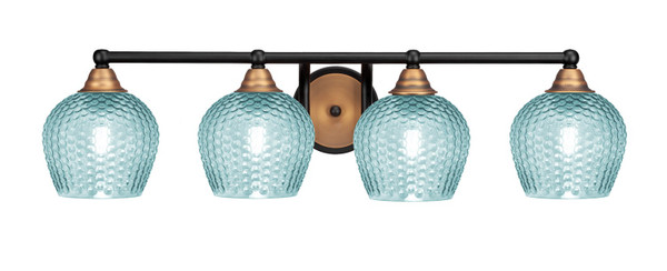 Toltec Lighting - 3424-MBBR-4605 - Four Light Bath Bar - Paramount - Matte Black & Brass