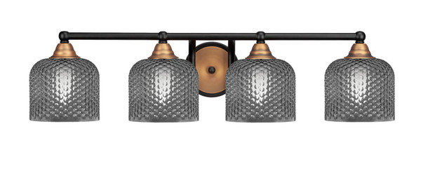 Toltec Lighting - 3424-MBBR-4612 - Four Light Bath Bar - Paramount - Matte Black & Brass