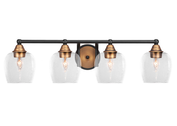 Toltec Lighting - 3424-MBBR-4810 - Four Light Bath Bar - Paramount - Matte Black & Brass