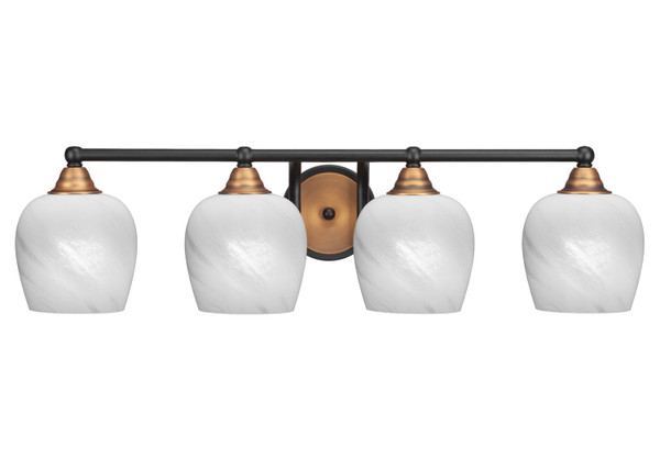 Toltec Lighting - 3424-MBBR-4811 - Four Light Bath Bar - Paramount - Matte Black & Brass