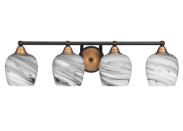 Toltec Lighting - 3424-MBBR-4819 - Four Light Bath Bar - Paramount - Matte Black & Brass