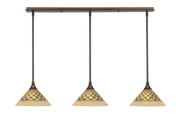 Toltec Lighting - 36-BRZ-7183 - Three Light Linear Pendalier - Any - Bronze