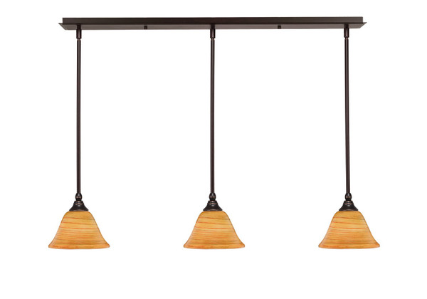 Toltec Lighting - 36-DG-454 - Three Light Linear Pendalier - Any - Dark Granite
