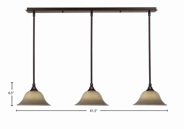 Toltec Lighting - 36-DG-603 - Three Light Linear Pendalier - Any - Dark Granite