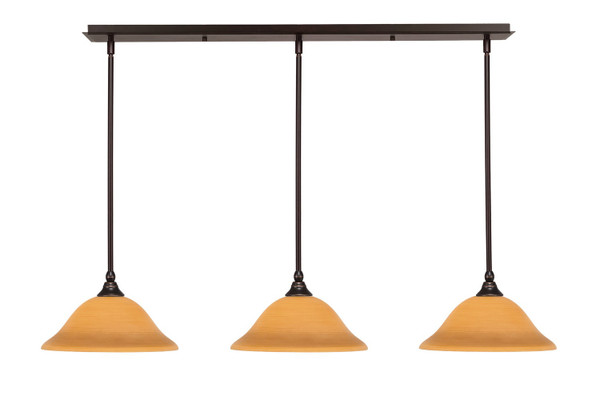 Toltec Lighting - 36-DG-624 - Three Light Linear Pendalier - Any - Dark Granite