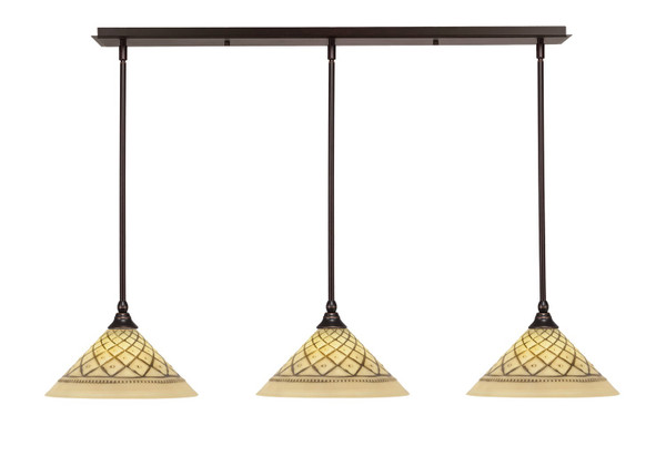 Toltec Lighting - 36-DG-7182 - Three Light Linear Pendalier - Any - Dark Granite