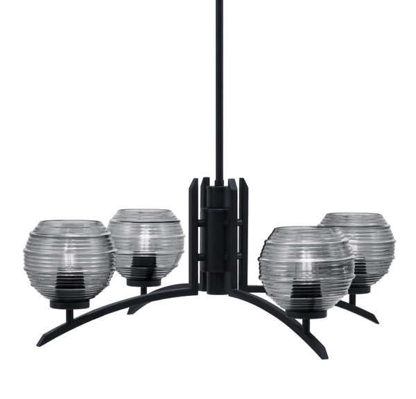 Toltec Lighting - 3704-MB-5112 - Four Light Chandelier - Kurve - Matte Black